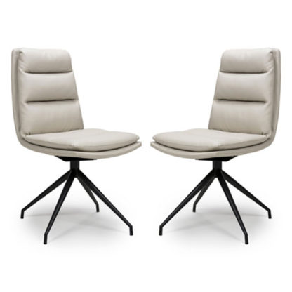 An Image of Nobo Taupe Faux Leather Dining Chair In A Pair With Black Legs