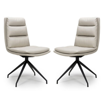 795644ef50b2ac35471e12a03cc7fbf1f3711f55cda91e1e4da46fd97ba2852b.jpg An Image of Nobo Taupe Faux Leather Dining Chair In A Pair With Black Legs