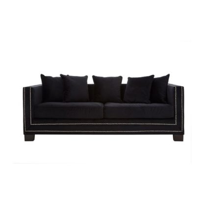 An Image of Pipirima 3 Seater Velvet Sofa In Black