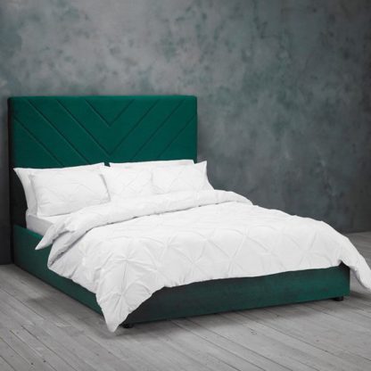 An Image of Islington Double Fabric Bed In Forest Green