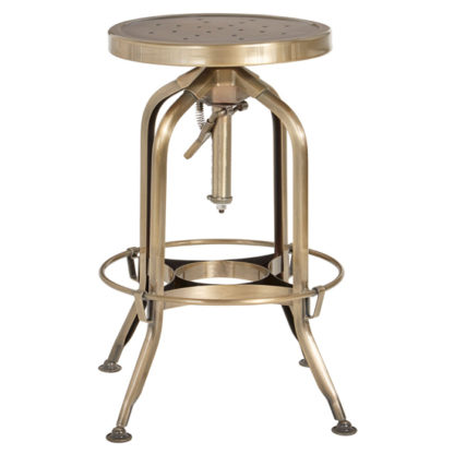 79fa7ceaacc4fa081bddf1acfd28491061ac6cd97a36bd5e4565cd65f26ce3b5.jpg An Image of Dofida Adjustable Steel Industrial Style Stool In Brass