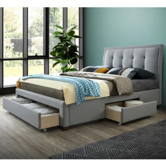 An Image of Shelby Fabric Double Bed In Grey