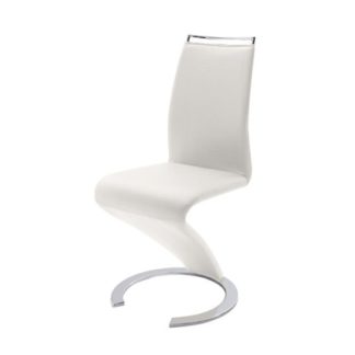 An Image of Summer Z Shape White Faux Leather Modern Dining Chair