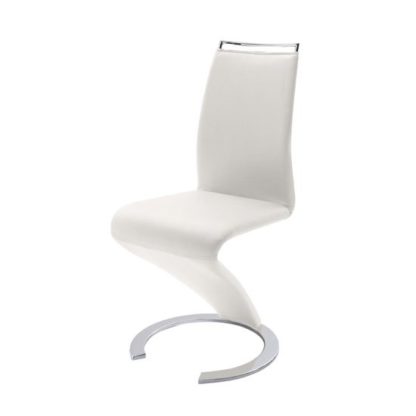 An Image of Summer Z Shape White Faux Leather Modern Dining Chair