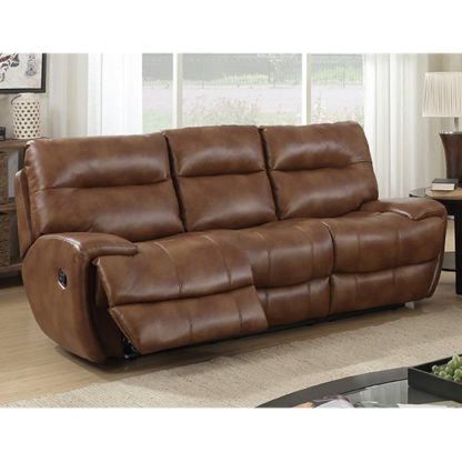 An Image of Orionis LeatherGel And PU Recliner 3 Seater Sofa In Brown