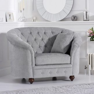 An Image of Astoria Chesterfield Sofa Chair In Grey Plush Fabric