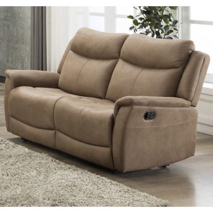 An Image of Arizona Fabric 2 Seater Electric Recliner Sofa In Caramel