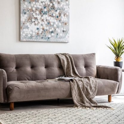 An Image of Zenko Contemporary Fabric Sofa In Titanium Velvet