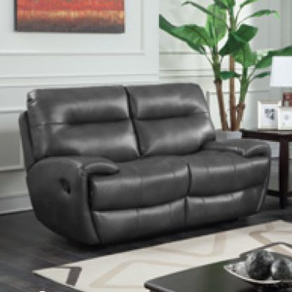 7af40df5b513e5c84400155dfdcc2b86ff22be0265709cac04762e5f7956d6a8.jpg An Image of Orionis LeatherGel And PU Recliner 2 Seater Sofa In Grey