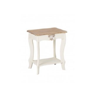 An Image of Julian Lamp Table In Cream And Distressed Wooden Effect