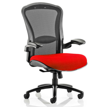 An Image of Houston Heavy Black Back Office Chair With Bergamot Cherry Seat