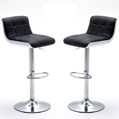 An Image of Bob Bar Stools In Black Faux Leather in A Pair