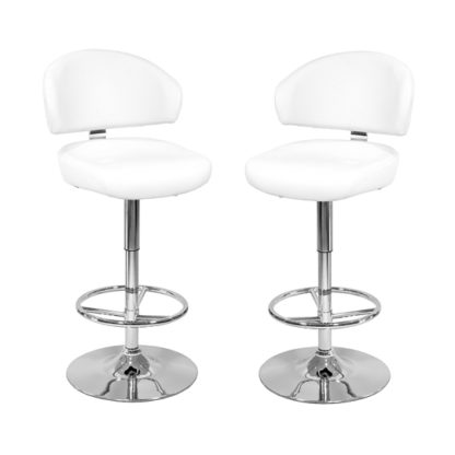 An Image of Casino White Leather Bar Stool In Pair