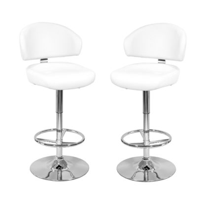 7bcffcc219727f133ce294812adb694931dba45b8b03c9f8363fff6ab6e6791c.jpg An Image of Casino White Leather Bar Stool In Pair