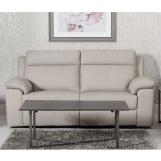 An Image of Enzo Faux Leather Fixed 3 Seater Sofa In Putty