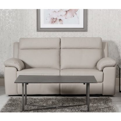 7be07e81419a84e6930572b46c282958e16ce517d0708f310850490c63def8e9.jpg An Image of Enzo Faux Leather Fixed 3 Seater Sofa In Putty
