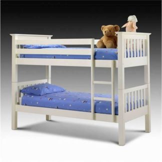 An Image of White Kids Bunk Bed with Ladder