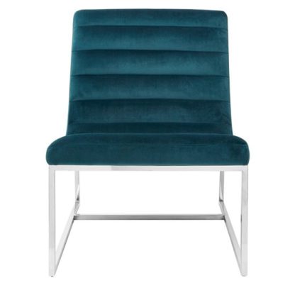 An Image of Sceptrum Velvet Curved Cocktail Chair In Teal