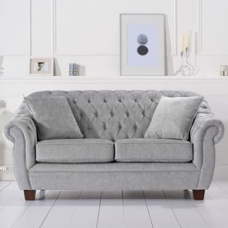 An Image of Sylvan Chesterfield Style Fabric 2 Seater Sofa In Grey Plush