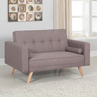 An Image of California Modern Fabric Sofa Bed In Grey And Wooden Legs