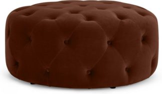 An Image of Hampton Large Round Pouffe, Warm Caramel Velvet