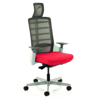 An Image of Exo Charcoal Grey Back Office Chair With Bergamot Cherry Seat