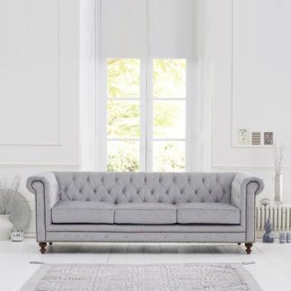 An Image of Mentor Fabric 3 Seater Sofa In Grey With Dark Ash Legs