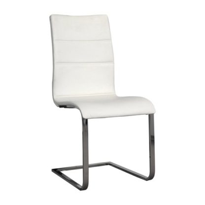 An Image of Elisa Dining Chair In White With Silver Legs