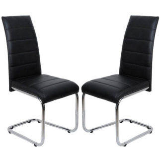 An Image of Daryl Dining Chair In Black PU Leather in A Pair