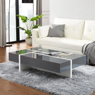 An Image of Storm Storage Coffee Table In Grey And White High Gloss