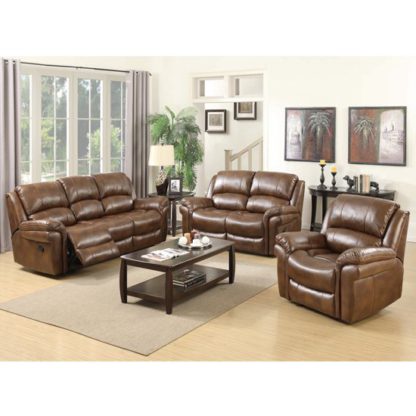 An Image of Lerna Leather 3 Seater Sofa And 2 Armchairs Suite In Tan