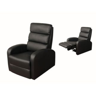 An Image of Livonia Reclining Chair in Black Faux Leather