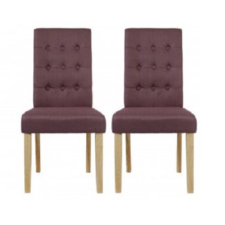 An Image of Heskin Dining Chair In Plum Linen Style Fabric in A Pair