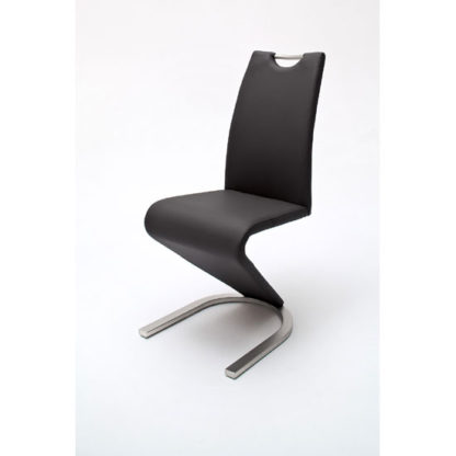 7e84ab4e900e2b0525e4b80a1933f62fa9ed6e5ac15e4c088d18ab42bf409b3f.jpg An Image of Amado Z Black Faux Leather Metal Swinging Dining Chair
