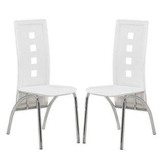 An Image of Bellini Dining Chairs In White Faux Leather In A Pair