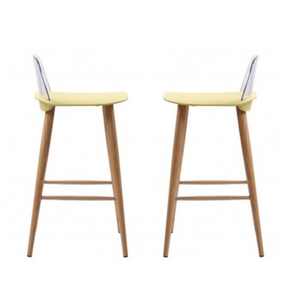 An Image of Madisson Lime Bar Stool With Oak Look Metal Legs In A Pair