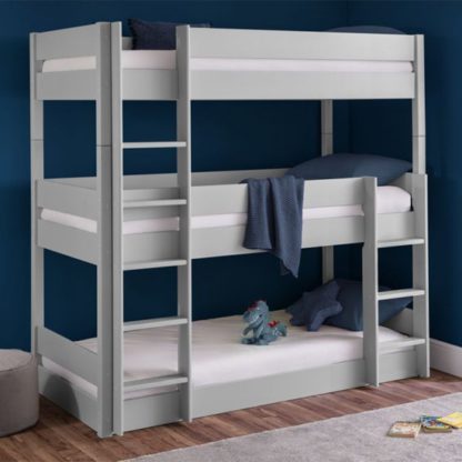 7ea2693dac5bc5258b4ebacd91c697d1d720c7bd2ac773e7c09ee9f72ad514c9.jpg An Image of Trio Wooden Bunk Bed In Dove Grey