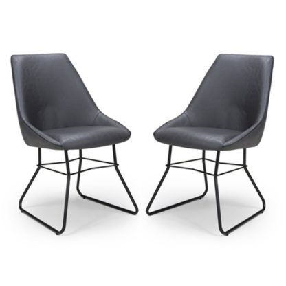 An Image of Cooper Grey Faux Leather Dining Chair In A Pair