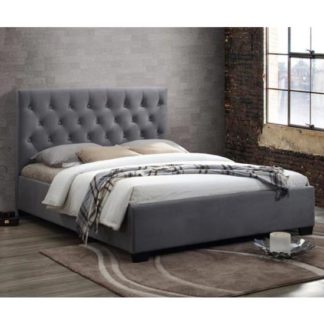 An Image of Cologne Fabric King Size Bed In Grey