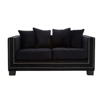 An Image of Pipirima 2 Seater Velvet Sofa In Black