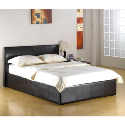 An Image of Fusion Faux Leather Storage Double Bed In Black