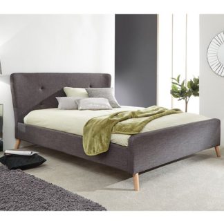 An Image of Carnaby Fabric Wing King Size Bed In Grey