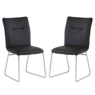 An Image of Albany Dark Grey PU Leather Dining Chair In A Pair