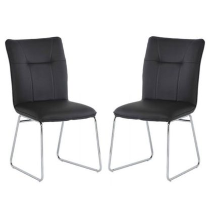 An Image of Albany Dark Grey PU Leather Dining Chair In A Pair