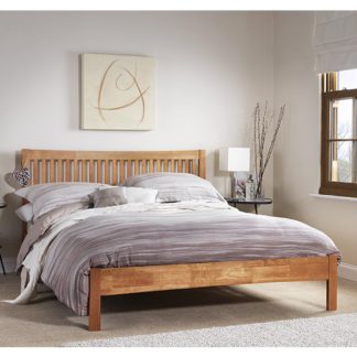 An Image of Mya Hevea Wooden Double Bed In Honey Oak