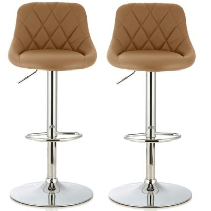 An Image of Trezzo Modern Bar Stool In Taupe Faux Leather In A Pair