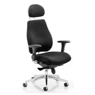 An Image of Chiro Plus Ergo Headrest Office Chair In Black With Arms
