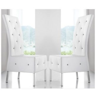 An Image of Asam Dining Chair In White Faux Leather in A Pair