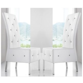 An Image of Asam Dining Chair In White Faux Leather in A Pair