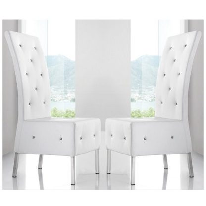 80cca4b1cdce544bc7ee1873a35d4e3c1ebd4187d2473c674b11ad869afa97dd.jpg An Image of Asam Dining Chair In White Faux Leather in A Pair